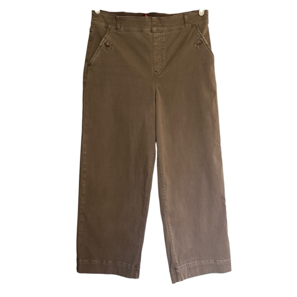 Spanx Twill Wide Leg Crop Pull on High Waist Casual Trouser Pants Womens Large - Picture 4 of 15